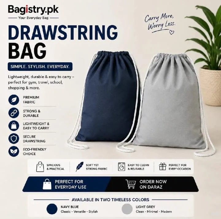 Drawstring Bag for Men & Women | Lightweight Gym Sack Backpack | Sports, Travel, School & Shopping Bag | Reusable Drawstring Backpack – Bagistry.pk
